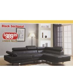 Brand New Black Sectional $50 Down Takes It Home!