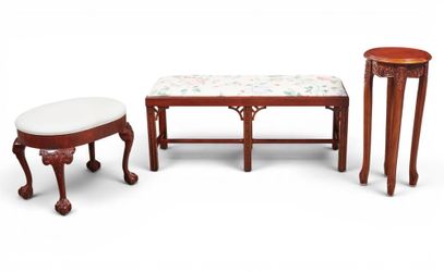 Mahogany Table, Bench & Stool