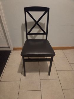 Folding Dining Chair - Upholstered Wooden Frame - DarkBrown