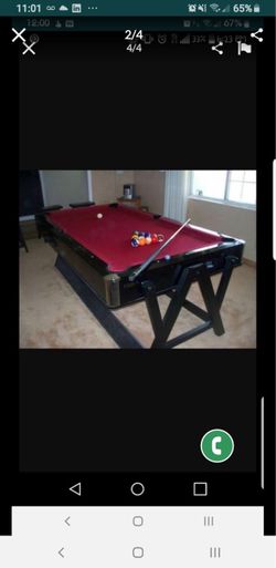 Pool Table with Red Felt and Balls