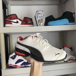 PUMA Men's Tazon 6 FM Cross-Trainers White/black/red Size 11.5mens