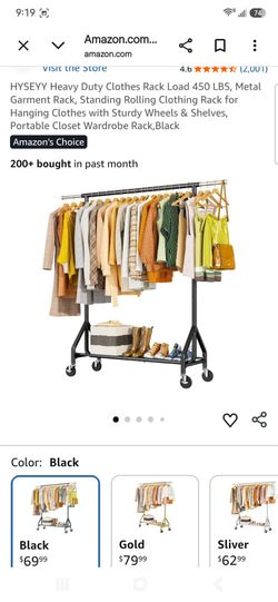 HYSEYY Heavy Duty Garment Rack - 450 LBS Capacity, Black