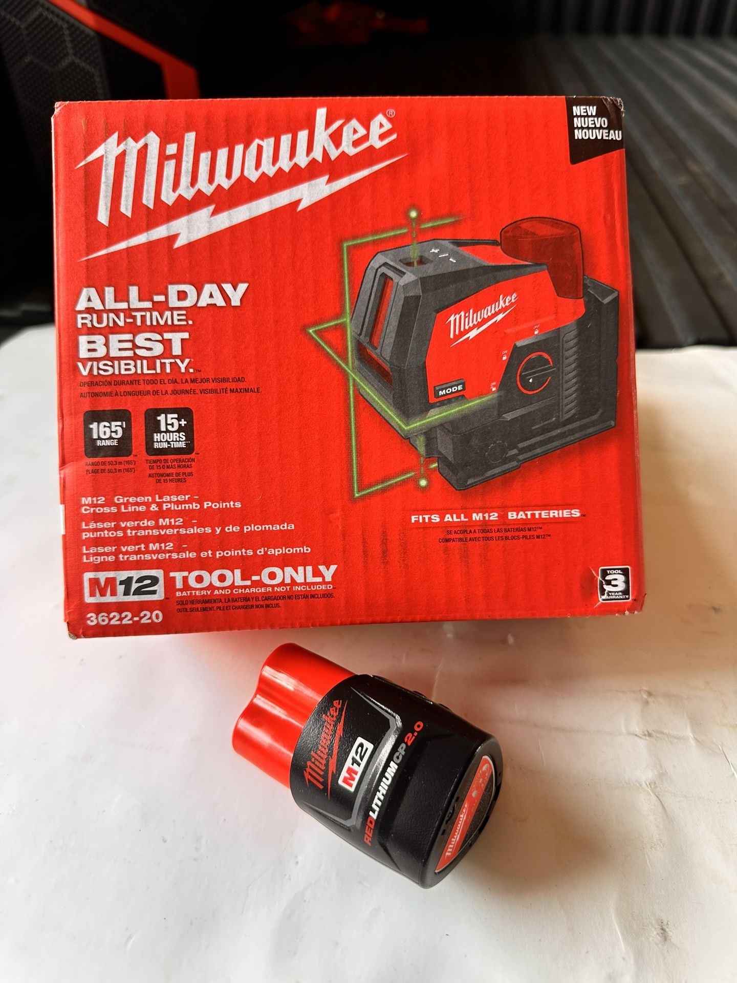 📌Milwaukee M12 12-Volt Lithium-Ion Cordless Green 125 ft. Cross Line and Plumb Points Laser Level with M12 CP 2.0 Battery Pack ( PRECIO FIRME 👉$295