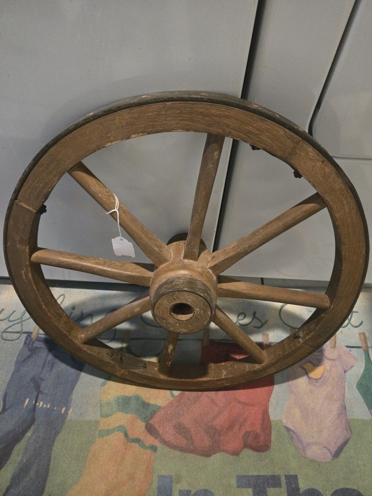 Antique Rustic Metal And Wood Wheel