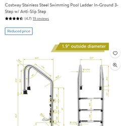 Ladder For Pool Stainless Steel 3 Steps New $135