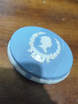 Wedgwood Blue Jasperware Oval Trinket Box