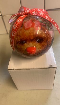 Blinking Poodle Christmas Ornament Plastic And Comes With 3 Batteries