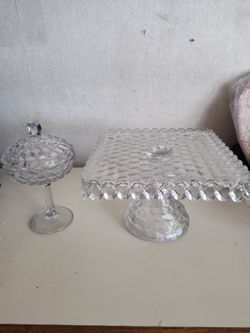 Wedding Crystal Cake Stand And Crystal Candy Dish Antique