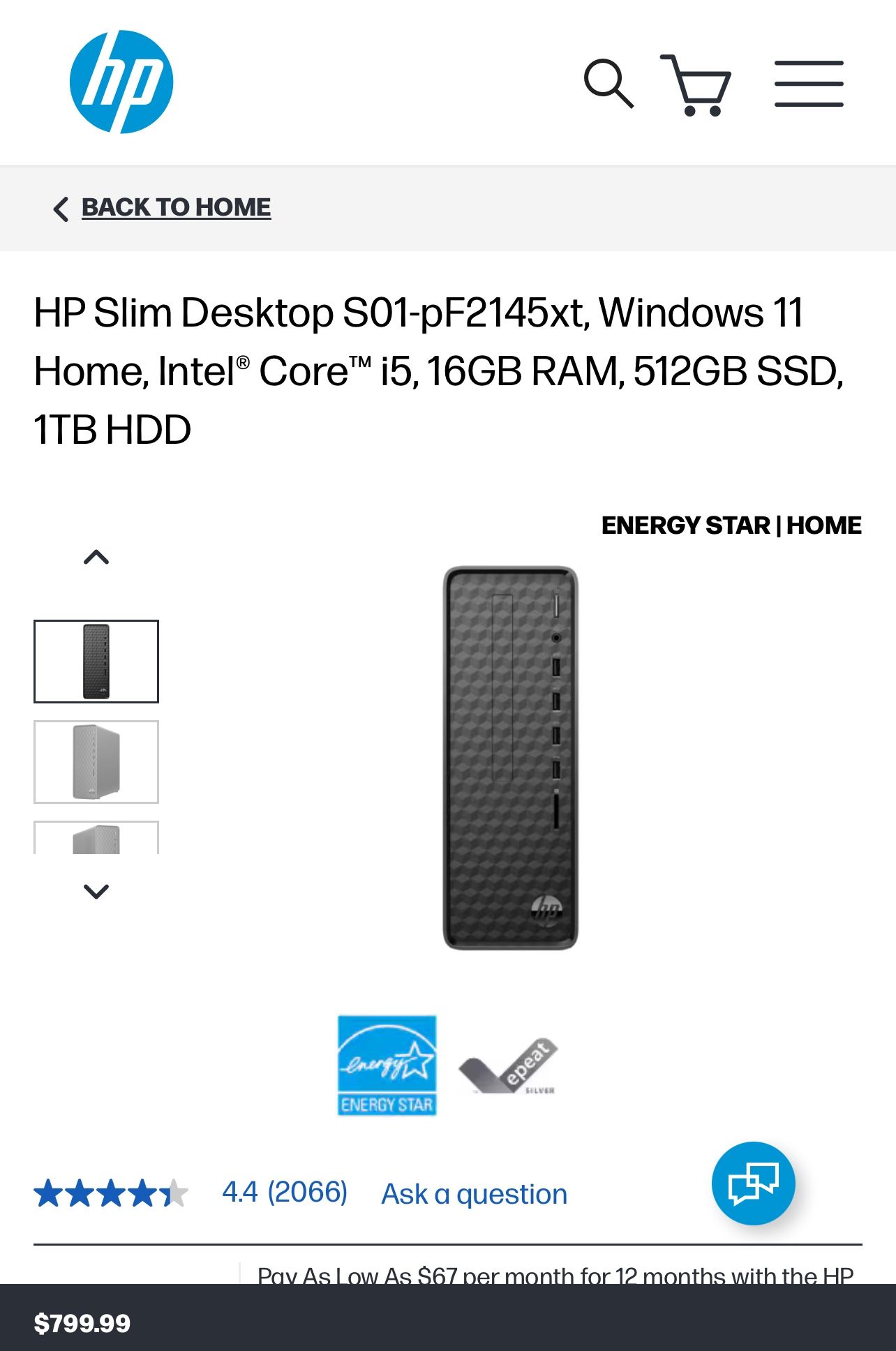 Slim HP Desktop Computer Hardly Used