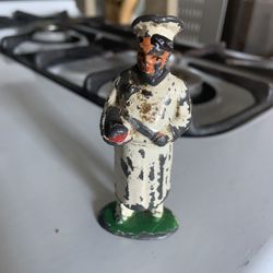 VINTAGE CAST Metal Lead Toy Figure Railroad CHEF COOK BAKER