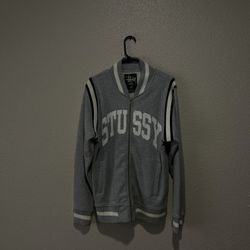 Limited Edition Authentic University Grey Stussy Zip Up Jacket Medium