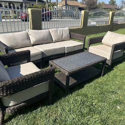 Wicker Outdoor Patio Furniture Set Sunbrella