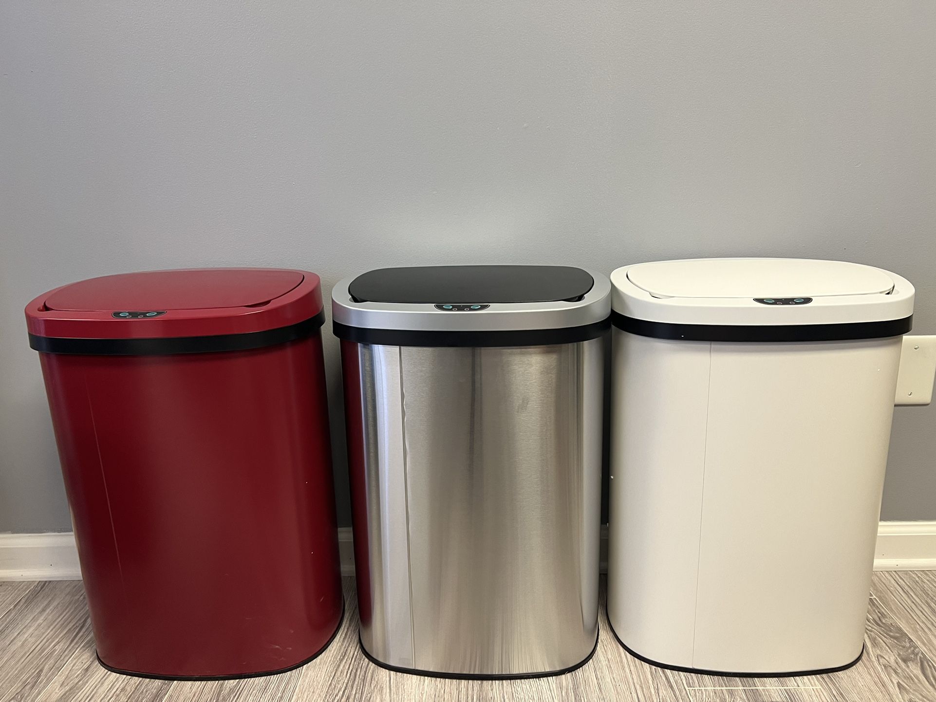1 Kitchen Trash Can Bathroom Tall Auto 13 Gallon Stainless Steel Garbage Can Metal Trash Bin