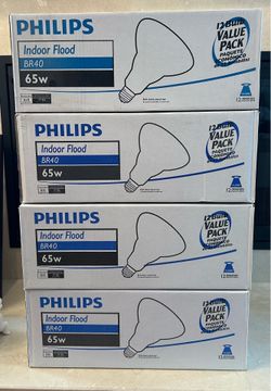 Philips BR40 Soft White 65W Flood Bulbs - 3 Sealed Boxes + 1 Open Box (Box = 12 Bulbs)