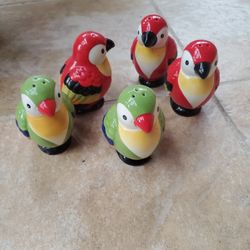 Ceramic Parrot Salt And Pepper Shakers (5 Total)