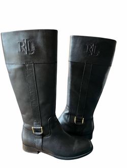 Ralph Lauren black Bernadine leather boots