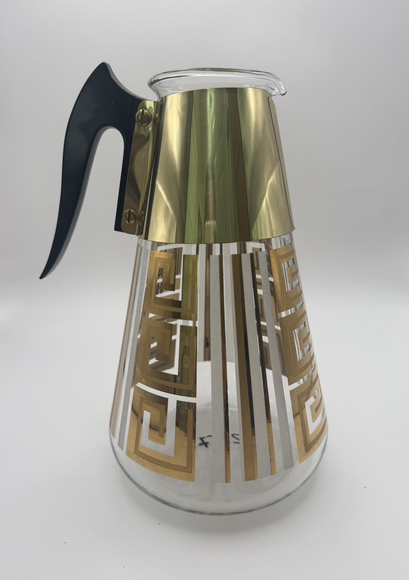Vintage Fred Press MCM Elegant Geometric Glass Carafe