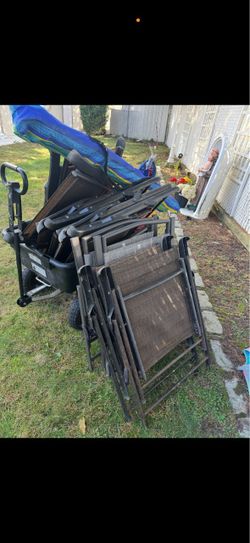 Beach chairs with beach wagon