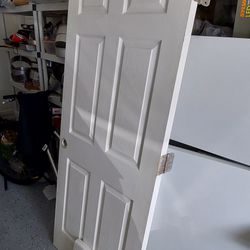Solid Core Wood Interior Garage Door 32x80 With Pet Door