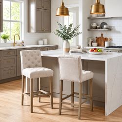 Glamour Home Alee 29” Beige Bar Stools – Set of 4