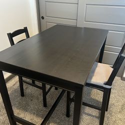 Black IKEA Dining High Table With Two Chairs