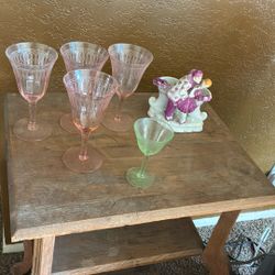 Vintage Wine Glasses And Vase. 