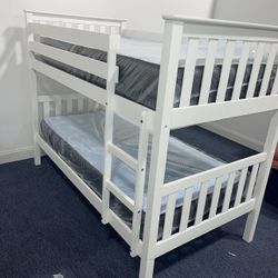 Twin over Twin bunk beds frame and free delivery in box with the mattress and
