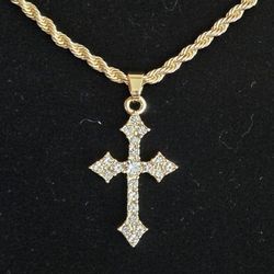 24" Gold Rope Chain with Moissanite Pendant