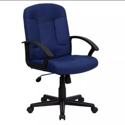 Garver Mid-Back Fabric Swivel Executive Chair in Navy with Arms