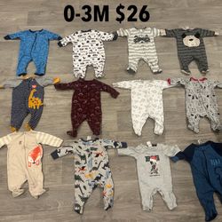 0-3M Baby Boy Sleepers 