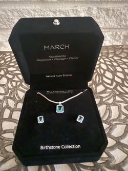Danecraft March Birthstone Aquamarine CZ Jewelry Set