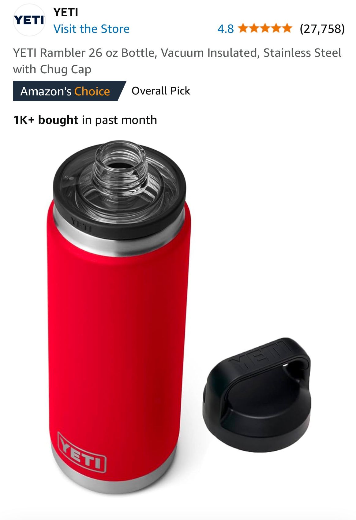 brand new yeti 26 oz rambler red