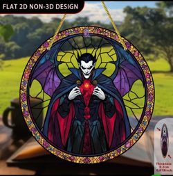Crimson Countess Gaze — Gothic Vampire Bat-Wing Stained Glass Suncatcher