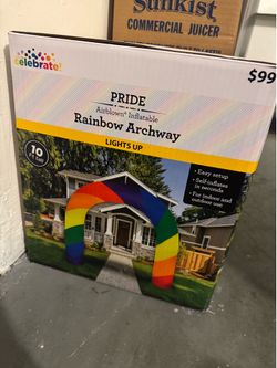Rainbow blow up archway