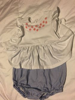 18 months summer onesie white with navy blue stripes