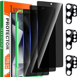 3 Pack Privacy Screen Protector for  Galaxy S24 Ultra Tempered Glass 3 Pack Camera Lens Protector Accessories Anti Spy Case Friendly