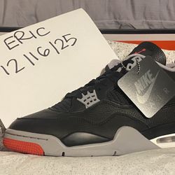 2024 NIKE AIR JORDAN 4 RETRO BRED REIMAGINED size US 10 PURCHASED FROM SNKRS APP