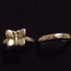 Retired James Avery Butterfly Ring & Anchor Of Hope Ring 