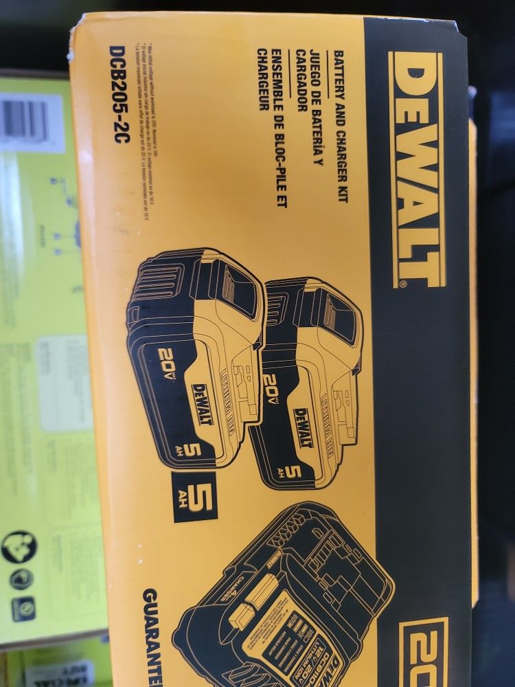 DEWALT 20VMAX 2 BATTERIES 5.0AH NEW AND CHARGER NEW