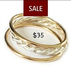 SIZED Toe Ring BUNDLE *Two Thin Bands W/ One Braid Or Bead Band*
