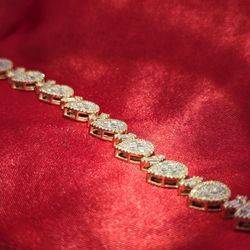 10k Yellow Gold Diamond Pear & Marquise  Cuff Bracelet 2.50 ctw 