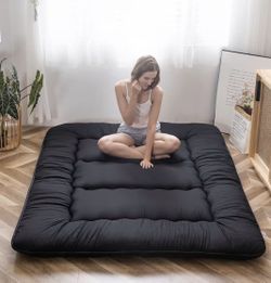 NEW Japanese Floor Mattress – 4” Thick Foldable Tatami Sleeping Pad (Twin Size, Black)