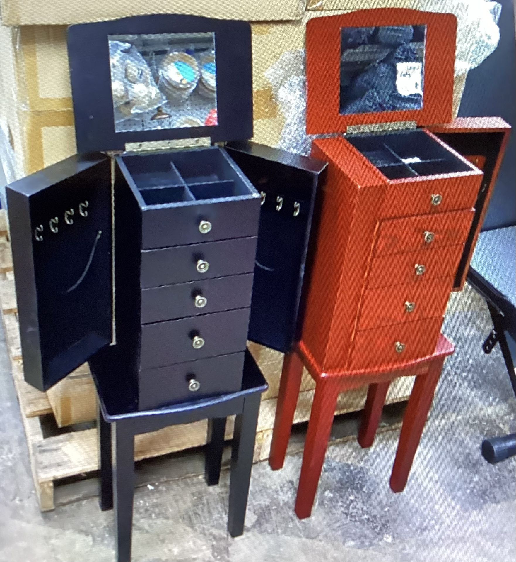Jewelry Organizer Chest Box with Drawers & Mirror