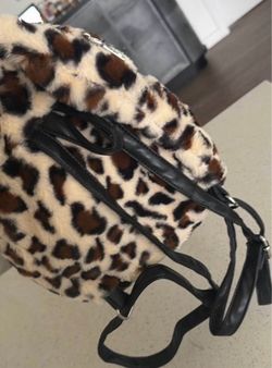 Leopard Print Faux Fur Backpack