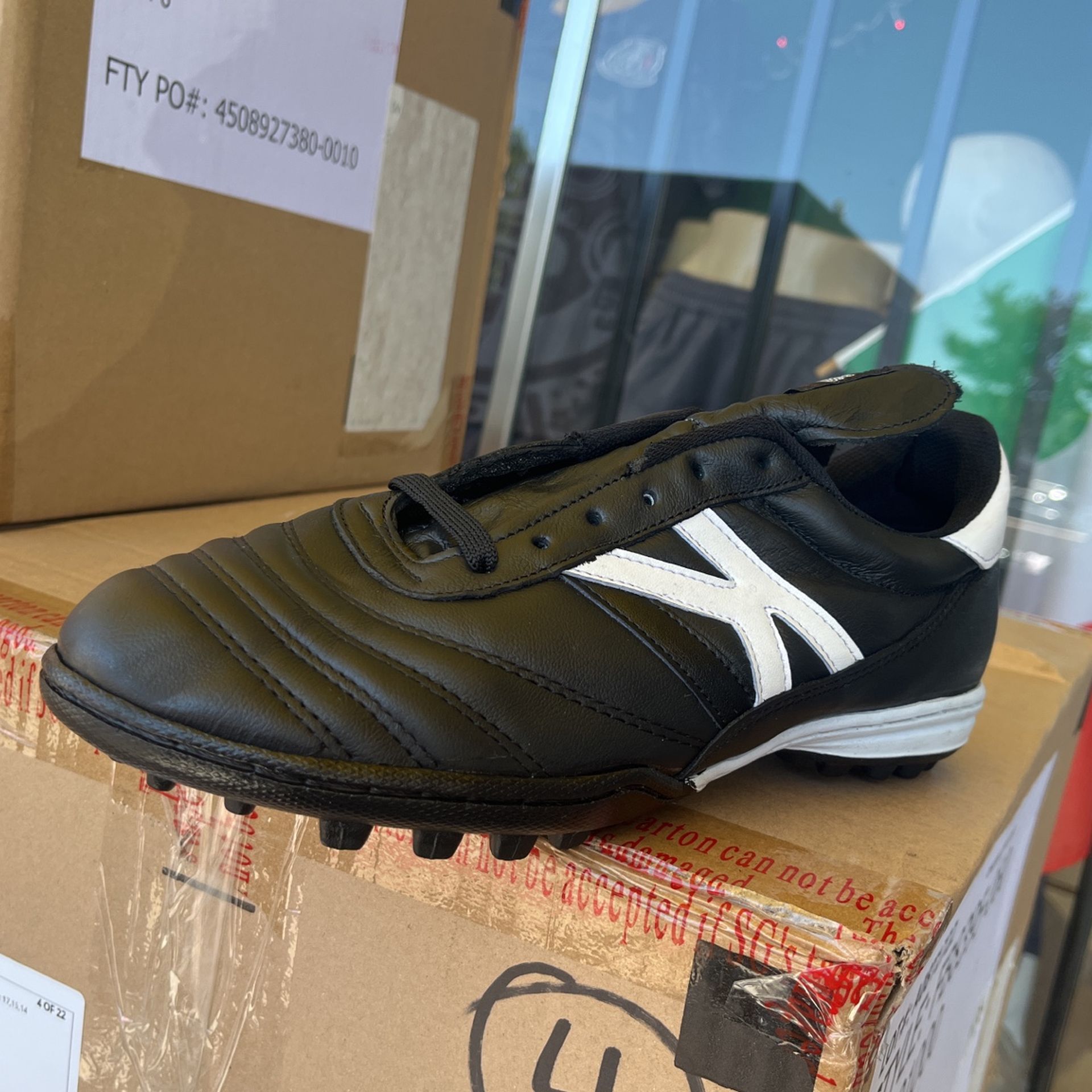 Kairos Blk /white Stitched Indoor Soccer Shoes Hand Made (Mexico)