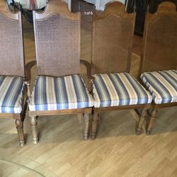 4 Vintage Cane Back Chairs 