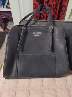 Guess Black Saffiano Structured Handbag