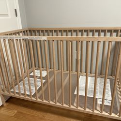 Ikea SNIGLAR Crib, beech, 27 1/2x52
