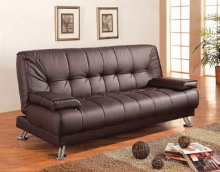 Brand New Brown Tufted Leatherette Sofa Bed