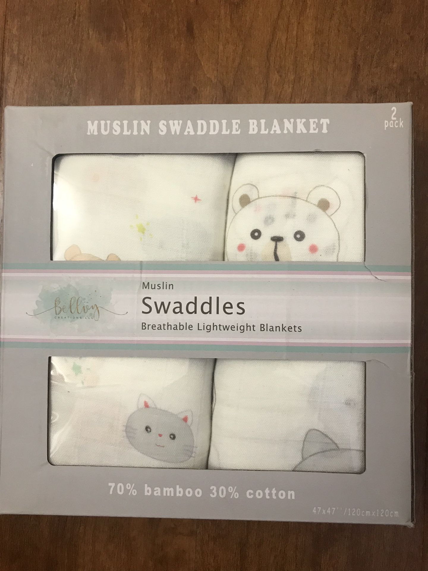 Brand new Baby Swaddle Blankets | 2-Pack Organic Bamboo Muslin Cotton Swaddle Wrap 47'' x 47'' (pick up only)